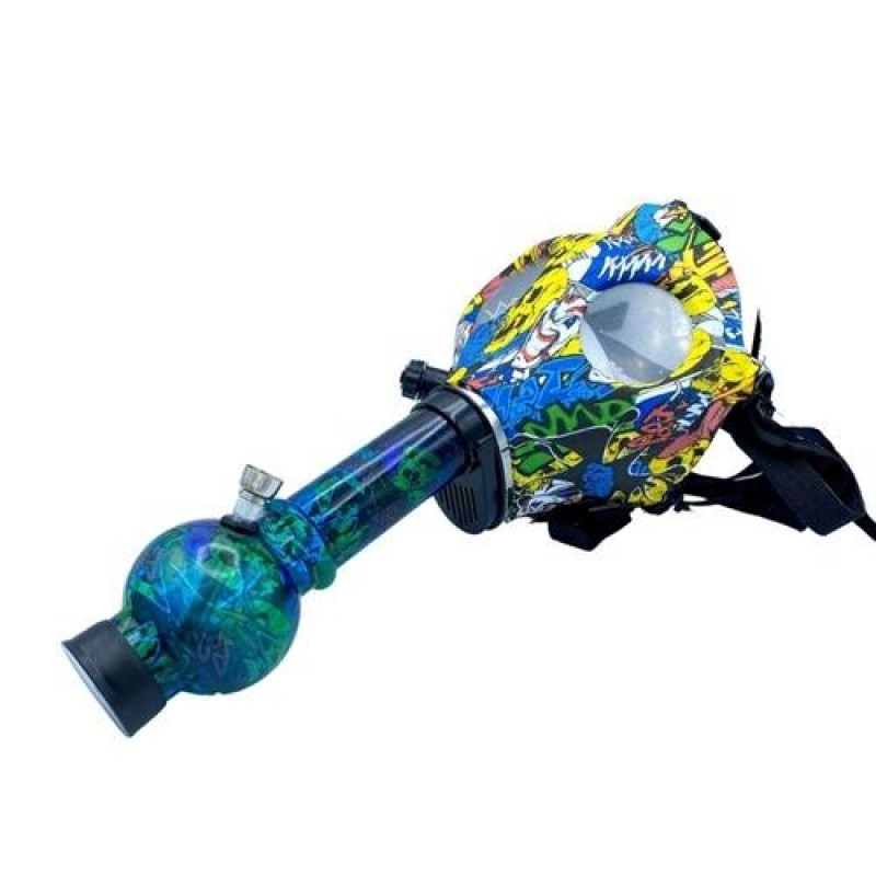 8″ Printed Gas Mask With Acrylic Pipe And Adjust...